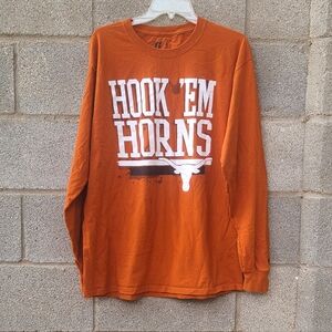 Mens Texas Longhorns Long Sleeve 'Hook 'Em Horns" T-shirt Size L By Russell